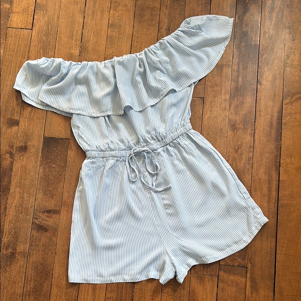 Striped Off-Shoulder Kids One Piece